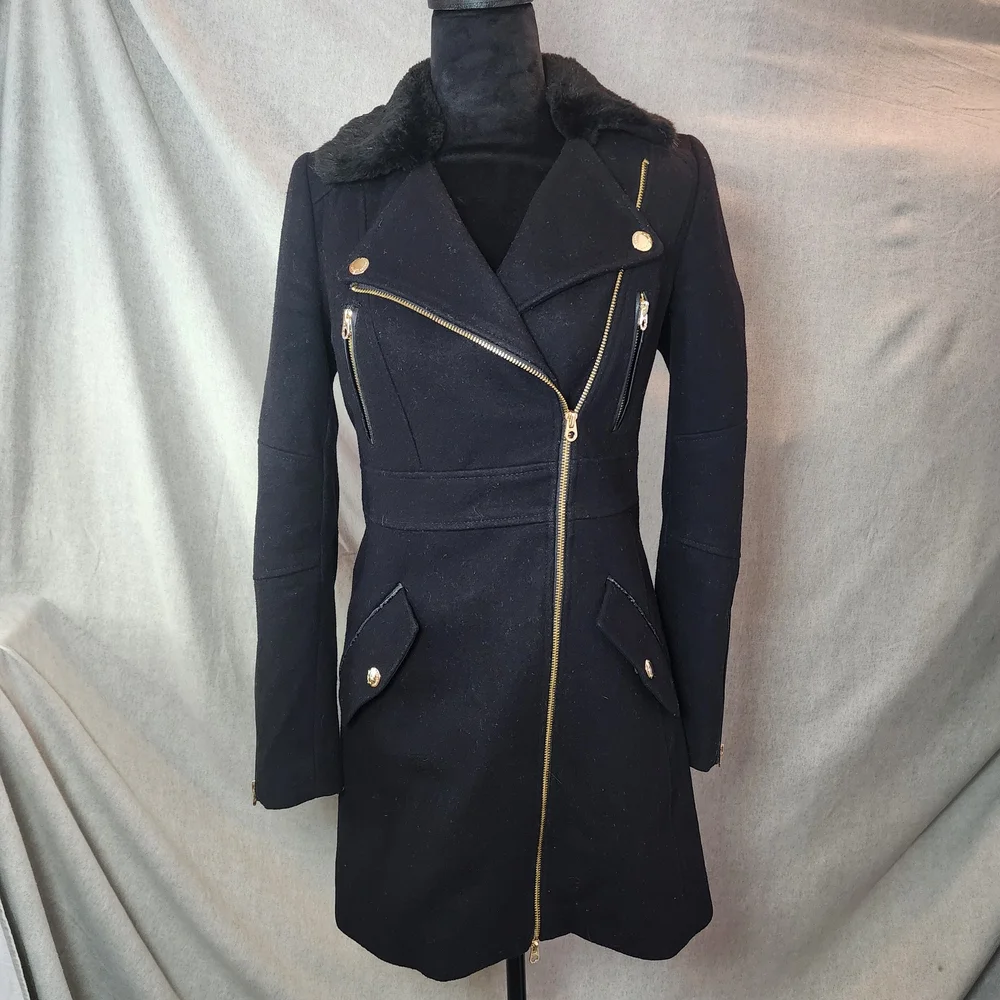 Vintage Juicy Couture Wool Melton Pea Coat Women's XS Goth EMO Classic Bougie